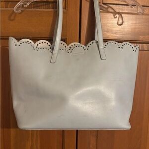 Kate & Alex Cuffaro Scalloped Edge Tote Bag - Light Gray/Blue